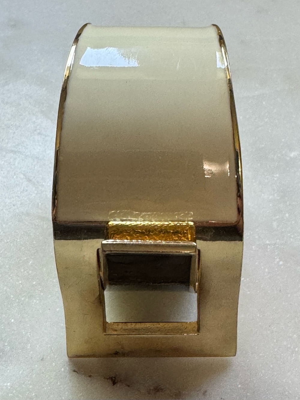Gold-Tone Black and White Enamel Buckle Clamper Bracelet - Picture 9 of 11